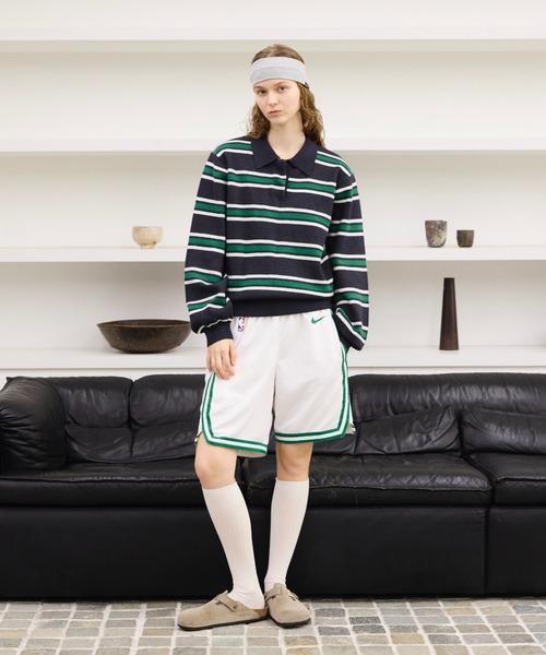 soerte ポロシャツ Multi Stripe jacquard Knit polo/マルチストライプ