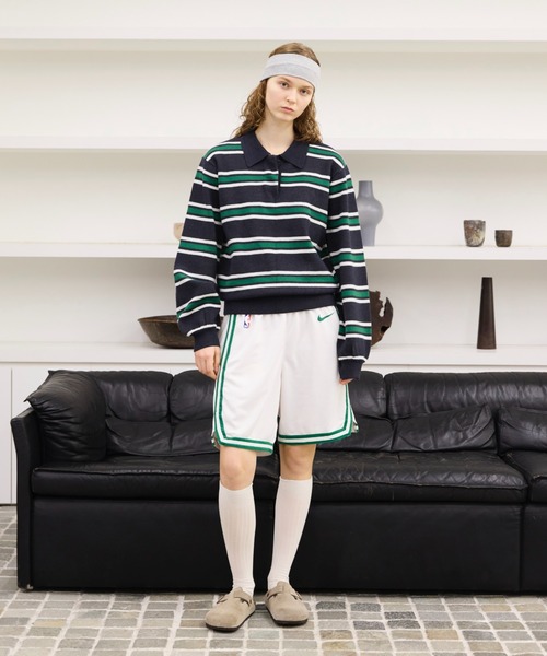 soerte ポロシャツ Multi Stripe jacquard Knit polo/マルチストライプ