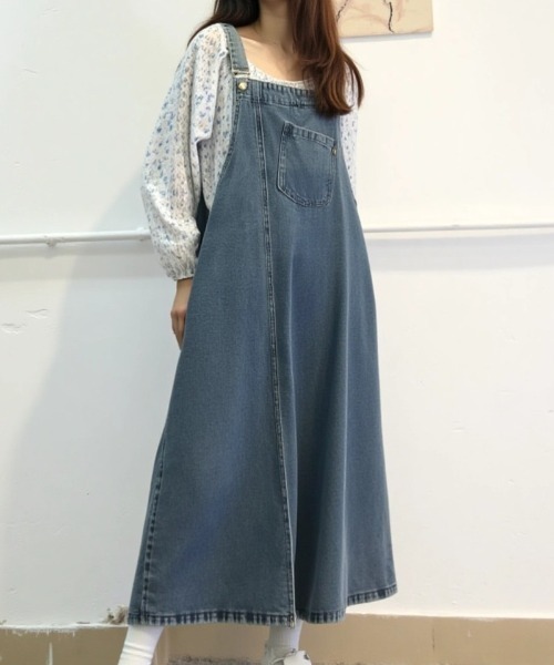 cammie ジャンパースカート アシンメトリーヘムデニムジャンパー