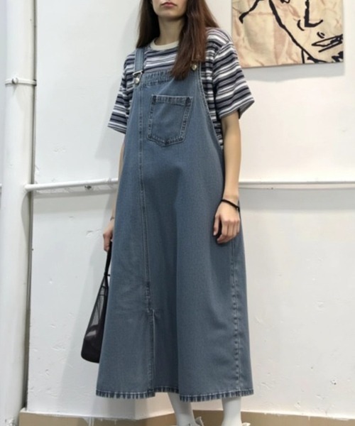 cammie ジャンパースカート アシンメトリーヘムデニムジャンパー