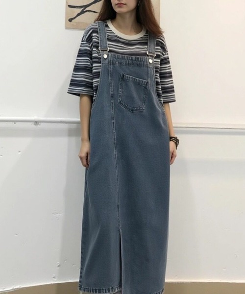 cammie ジャンパースカート アシンメトリーヘムデニムジャンパー