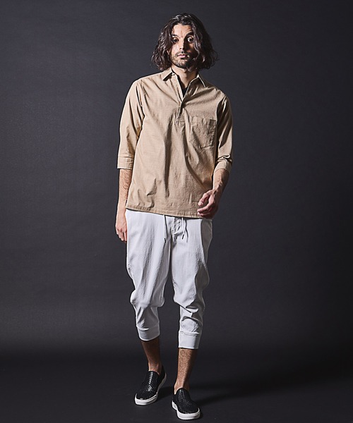 「RATTLE TRAP」 7分袖シャツ M ベージュ メンズ_画像4