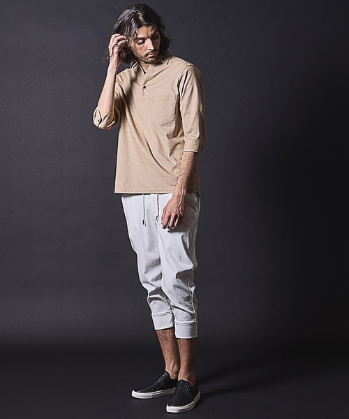 「RATTLE TRAP」 7分袖シャツ M ベージュ メンズ_画像5