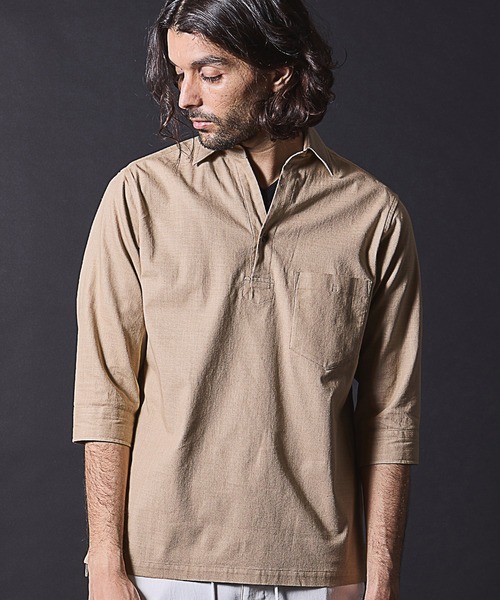 「RATTLE TRAP」 7分袖シャツ M ベージュ メンズ_画像6