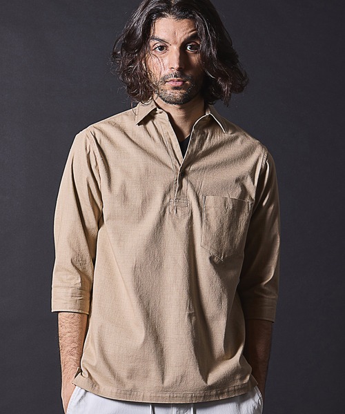 「RATTLE TRAP」 7分袖シャツ M ベージュ メンズ_画像7