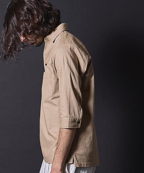 「RATTLE TRAP」 7分袖シャツ M ベージュ メンズ_画像9