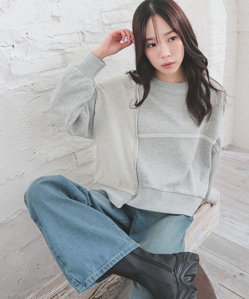 Honeys（ハニーズ） トレーナー スウェット リメイク風ゆるトップス 