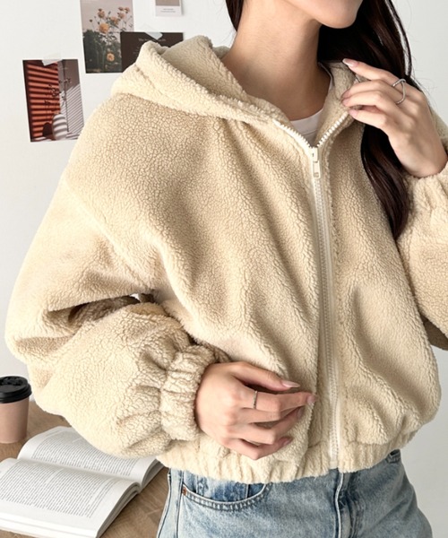 CLEA ブルゾン アウター ボアフードZIPブルゾン レディース : ZOZOTOWN