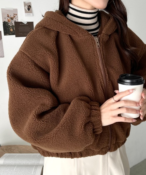 CLEA ブルゾン アウター ボアフードZIPブルゾン レディース : ZOZOTOWN