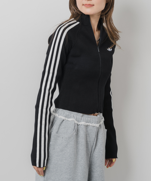 未使用 アディダス ロゴ刺繍 長袖 ニット M ブラック×グレー adidas プルオーバー タグ付き セーター レディース adidas - 未使用 アディダス ロゴ刺繍 長袖 ニット M ブラック×グレー