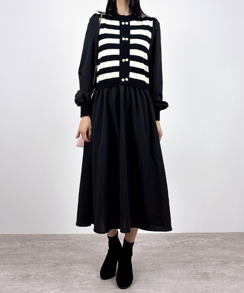 Rene ボーダー ワンピース CLOTHY ワンピース 「フレンチシック×モードな上品ニット」ボーダー