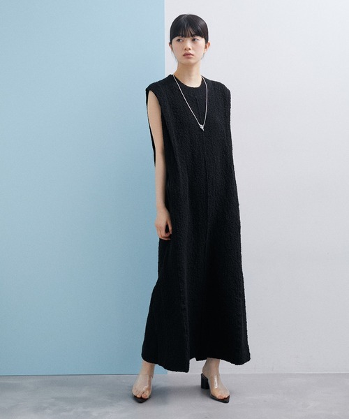 アダムエロペ ADAM ET ROPE' ブラックノースリーブフレアチュニック ADAM ET ROPE'（アダムエロペ） ノースリーブワンピース FREE オフ