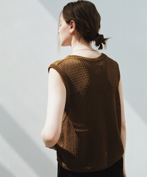 「EKCOOKIES」 ニットベスト M ダークブラウン レディース_画像5