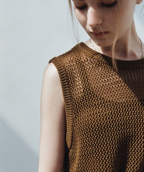 「EKCOOKIES」 ニットベスト M ダークブラウン レディース_画像7