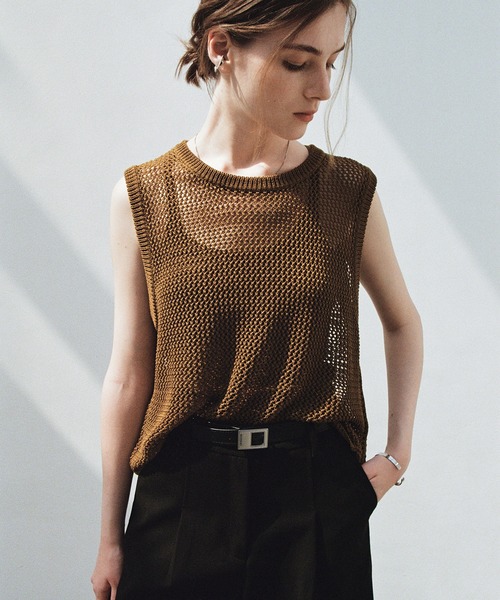 「EKCOOKIES」 ニットベスト M ダークブラウン レディース_画像8