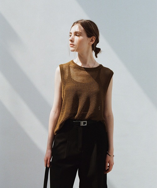 「EKCOOKIES」 ニットベスト M ダークブラウン レディース_画像9