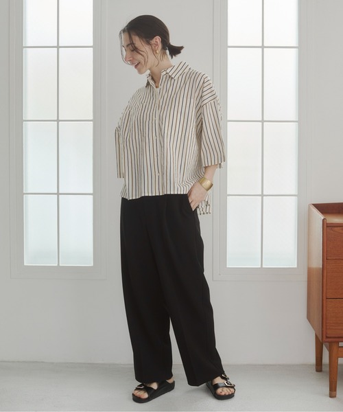 ANGIE ワイドパンツ スラックス パンツ 「セットアップ対応」タック