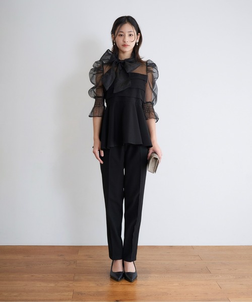 即購入可◆マイシャウティー　セットアップパンツドレス　オケージョン　結婚式　M My shawty（マイシャウティー） パンツドレス ribon organdy set up