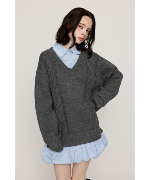 SLY（スライ） ワンピース SH DOCKING BALLOON KNIT S/OP シャツ