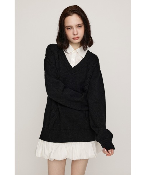 SLY（スライ） ワンピース SH DOCKING BALLOON KNIT S/OP シャツ