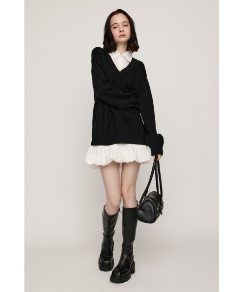 SLY（スライ） ワンピース SH DOCKING BALLOON KNIT S/OP シャツ