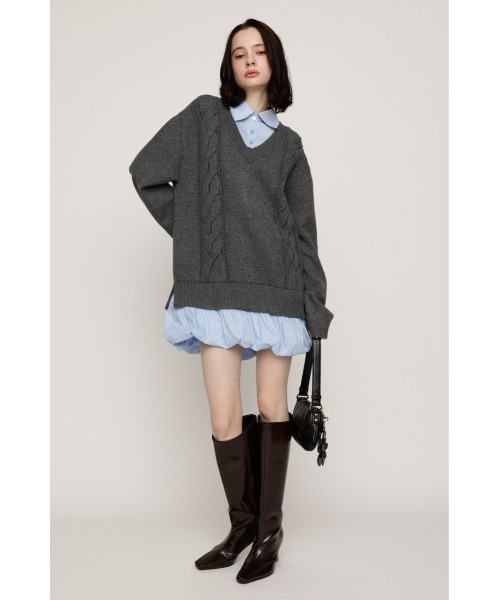 SLY（スライ） ワンピース SH DOCKING BALLOON KNIT S/OP シャツ