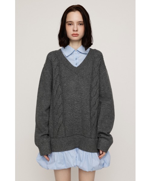 CUT BALLOON S/OP カットバルーンショートワンピース　グレー SLY（スライ） ワンピース SH DOCKING BALLOON KNIT S/OP シャツ