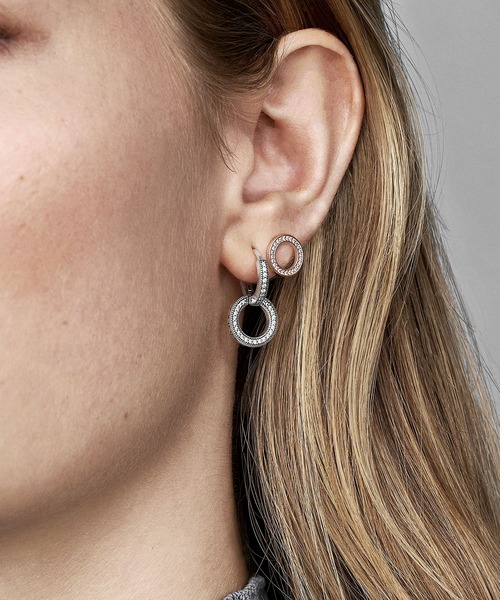PANDORA ピアス スパークリング ダブル フープ レディース