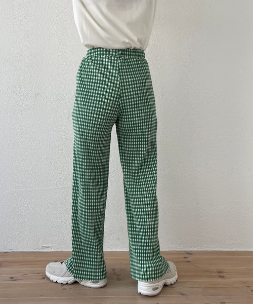PLEATS PLEASE プリーツプリーズ ギンガムチェック パンツ2 wee9s gingham check pleats pants / セルフカット可能な