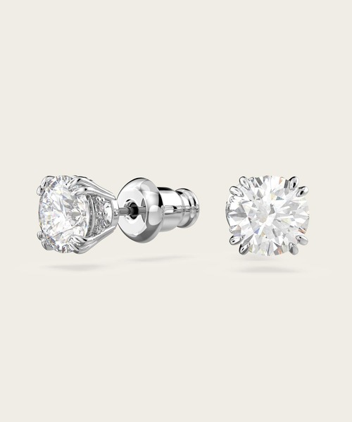 SWAROVSKI Stillaスタッドピアス 5636712 Stilla stud earrings, Round cut, White, Rhodium plated