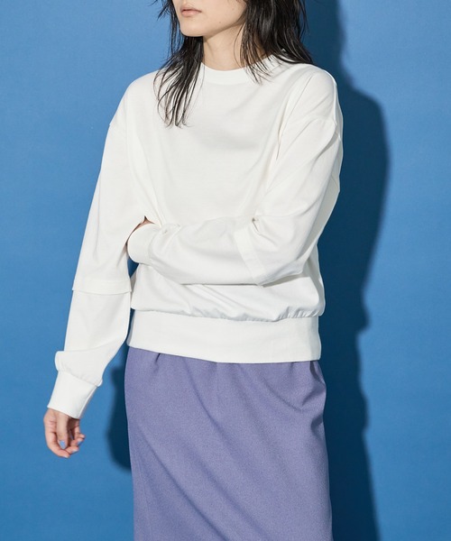 tシャツ クルーネック後ろタックプルオーバー -手洗い可- レディース