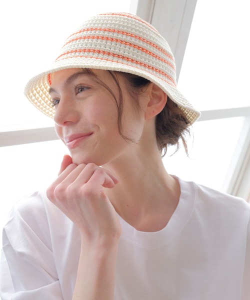 KNIT ハット WOMEN サマーニットハット ブルー