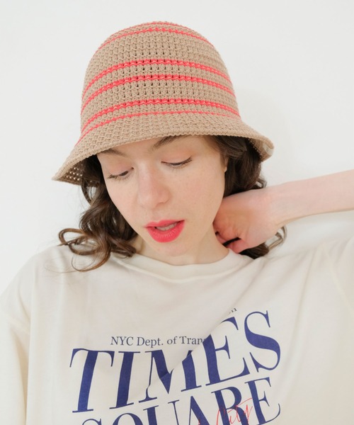 KNIT ハット WOMEN サマーニットハット レッド