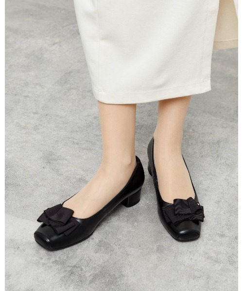 【新品未使用】卑弥呼 ボリュームリボンパンプス 23.5 ベージュ 卑弥呼 パンプス 「Made in Japan」「撥水」ボリュームリボン