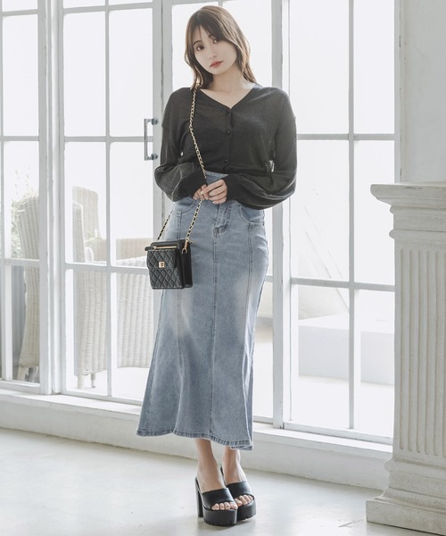 Julia Boutique デニムスカート 3連ボタンハイウエストデニム