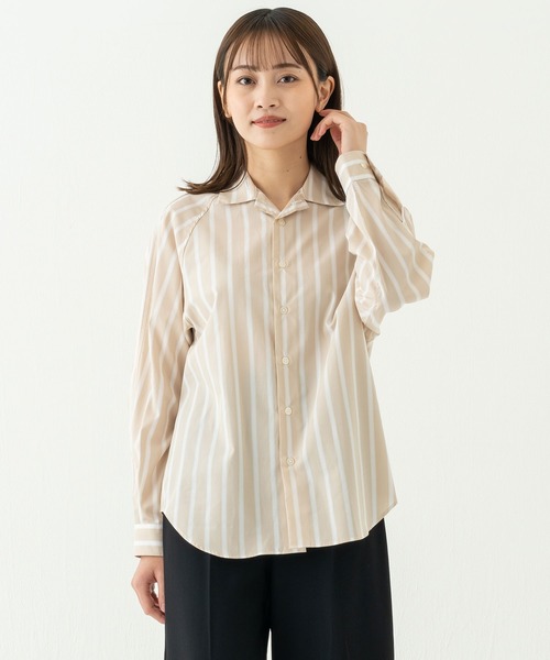 お値下げ！アトリエフランセ　ロングスリーブシャツ　ベージュ BRICK＆SONS シャツ リラックスラグランスリーブシャツ