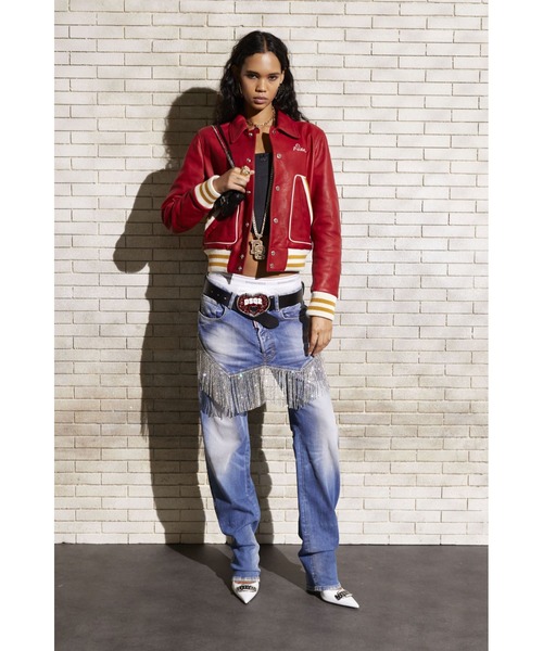 DSQUARED2 レザージャケット ライダース SIGNATURE VARSITY