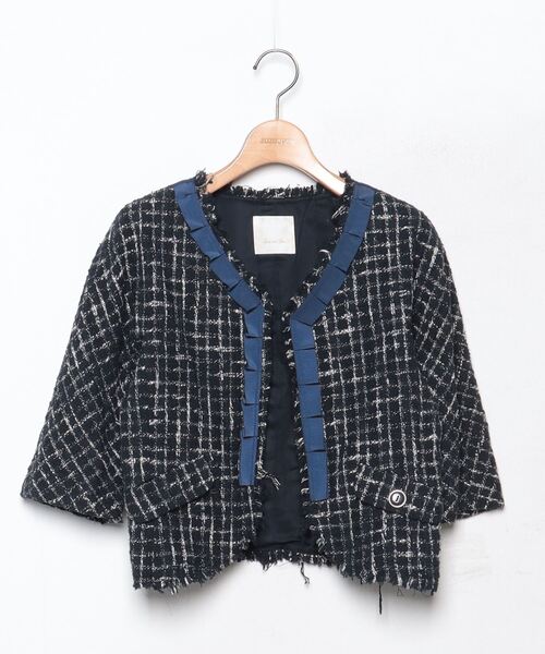 スピックアンドスパン spick&span ツイード ジャケット ネイビー