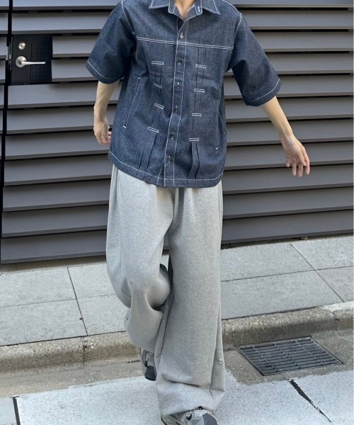 メンズ ストリートファッション Chikashitsu + チカシツプラス snap button buggy sweat pants スナップボタン｜zozo