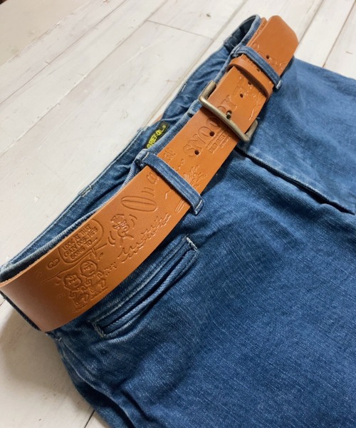 ベルト レディース 「日本製」スヌーピー 「SNOOPY」 Embossed Leather Belt(D-Surf柄)｜zozo｜07