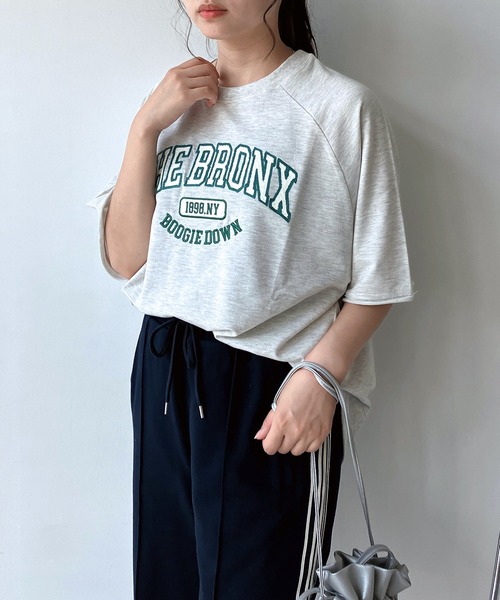 AS KNOW tシャツ チェーン刺繍5分袖プルオーバー レディース