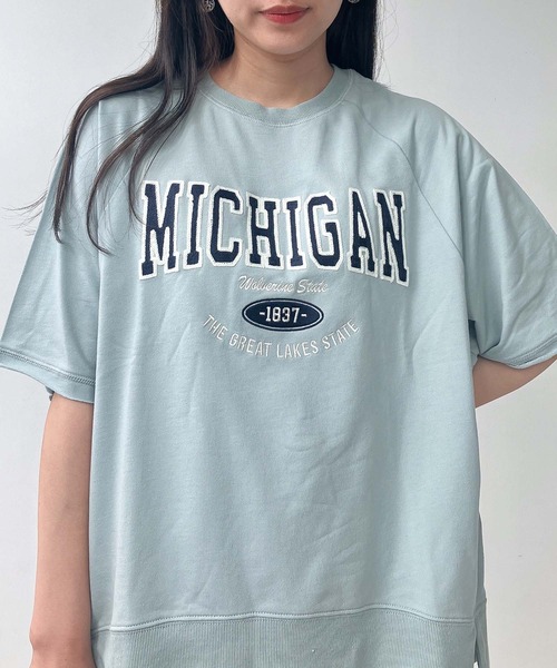 tシャツ 刺繍テクニックプル レディース AS KNOW tシャツ チェーン刺繍5分袖プルオーバー レディース