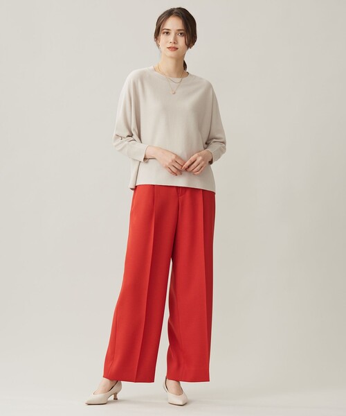 美品⭐自由区 24SS　ツイステッドダブルクロス テーパード パンツ　モカ 自由区 L 【カタログ掲載・洗える】ツイステッドダブルクロス