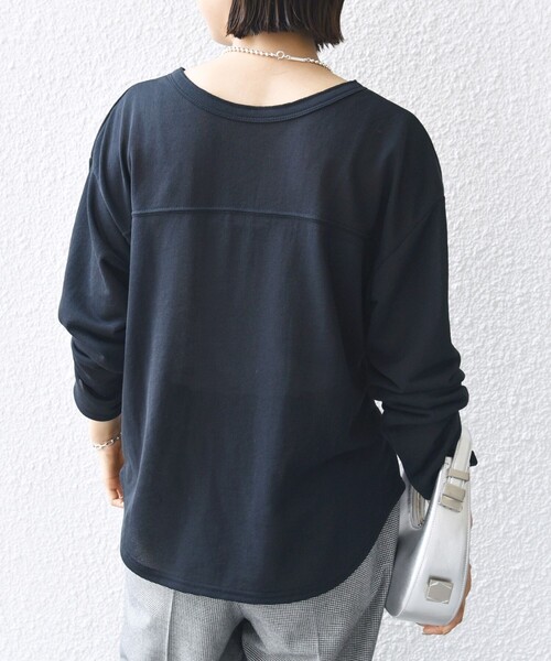 SHIPS tシャツ 「洗濯機可能」シアー 裏毛 2WAY プルオーバー