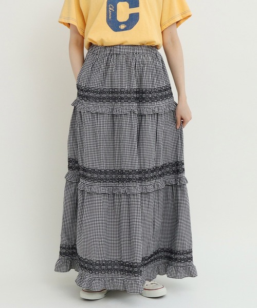 Dot＆stripes ロングスカート Dot&Stripes CHILDWOMAN - スケッチフラワープリント Aライン