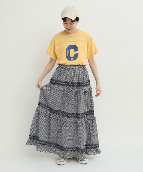 Dot＆Stripes CHILD WOMAN スカート 60sギンガム スモッキング