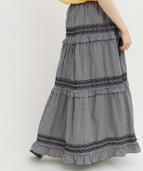 Dot＆Stripes CHILD WOMAN スカート 60sギンガム スモッキング