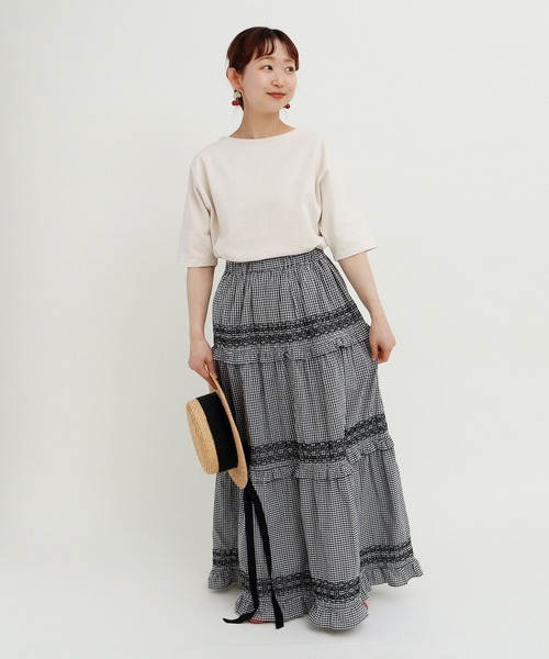 Dot＆stripes ロングスカート Dot&Stripes CHILDWOMAN - スケッチフラワープリント Aライン