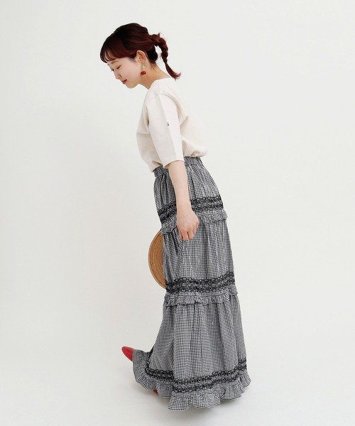 Dot＆Stripes CHILD WOMAN スカート 60sギンガム スモッキング