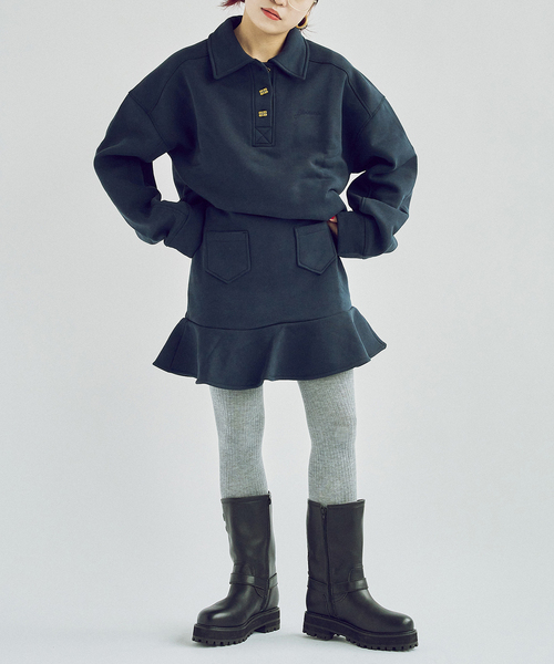 トレーナー スウェット GANNI/ ガニー Heavy Fleece Drop Shoulder Polo レディース GANNI トレーナー スウェット GANNI/ ガニー Heavy Fleece Drop
